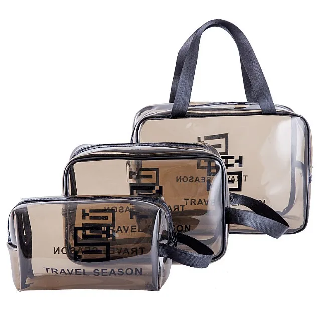 

Multiple uses Easy to clean Waterproof Made of TOU leather Zipper Waterproof Travel Transparent Handbag, Black white browm coffee