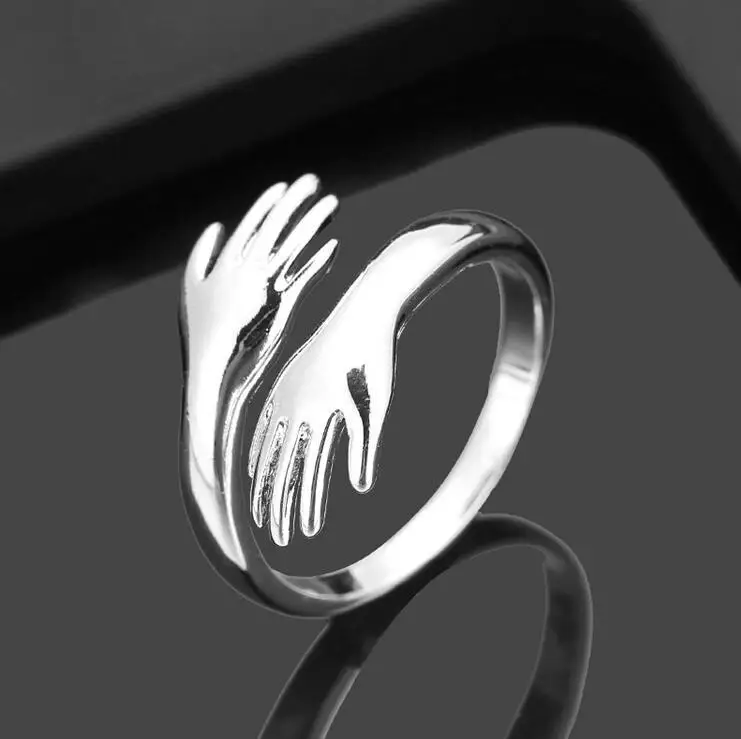 

Love Hug Alloy Gold Plated Hands Hug Rings for Women, Gold or steel