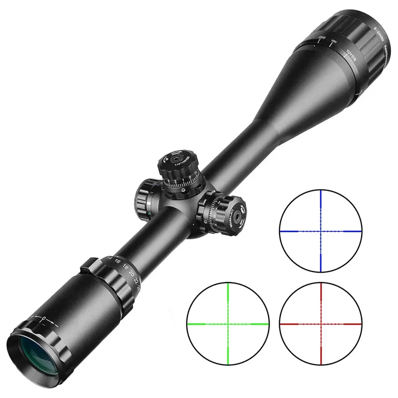 

6-24X50 Hunting Tactical RifleScope Green Blue Red Dot Illuminated Cross Sniper Optical Sight Spotting for rifle hunting