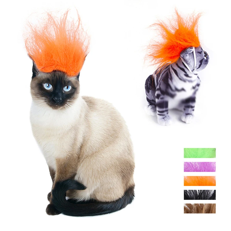 

Factory Wholesale Pet Halloween Funny Supplies Dogs Cats Teddy Dress Up Messy Hair Headdress Wig Accessories With Crava, Customized color
