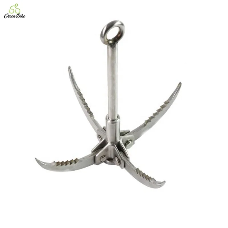 

High Quality Outdoor Survival Stainless Steel 4 Teeth Climbing Claw Grappling Hook, Silver