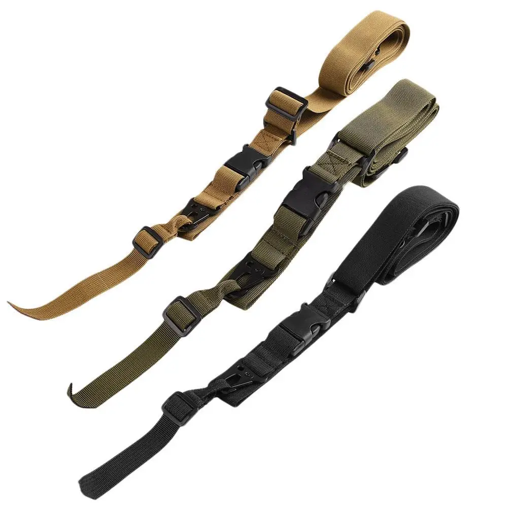 

Fyzlcion Outdoor Military Tactical Three Point Rifle Sling Swivels Survival Hunting Airsoft Adjustable Gun Strap Belt, Black, green, tan