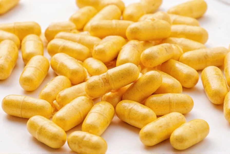 Close-up of saffron supplement bottle with label showing standardization details