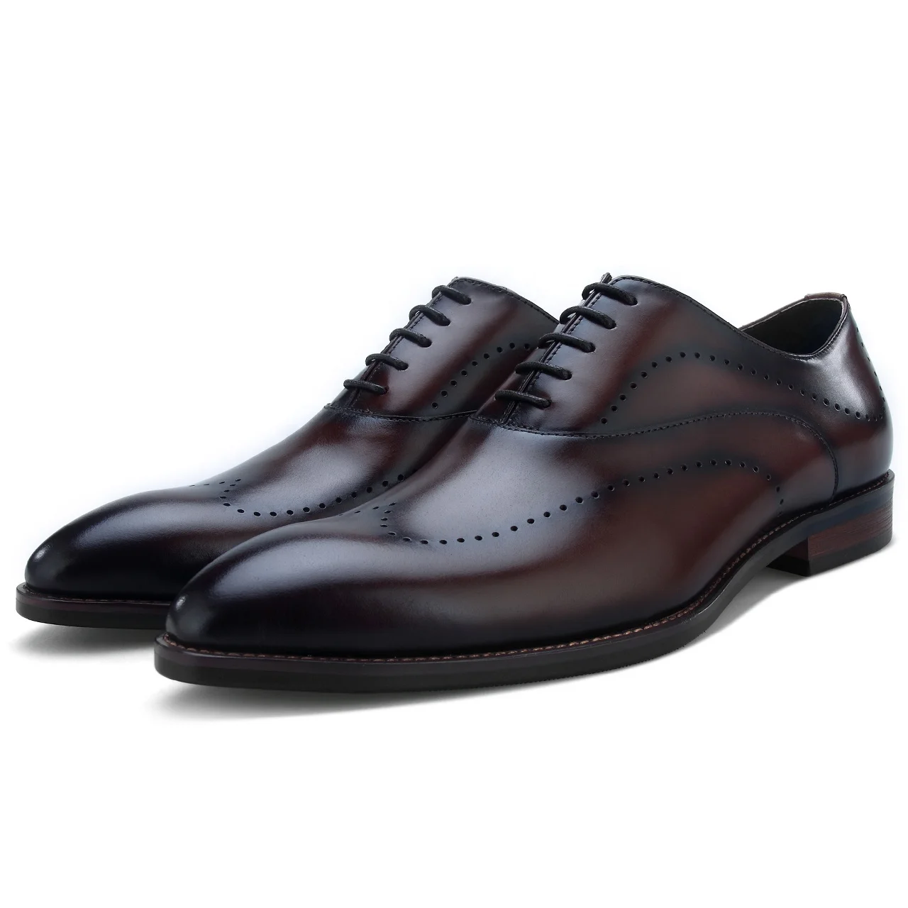

2020 New Style Dress Shoe Genuine Leather Shoes Lace up Small Point Oxford Men Dress Shoes, Black brown