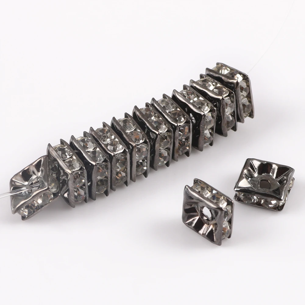 

Wholesale Square Shape 6/8mm Gun Black Color Crystal Rhinestone Rondelle Spacer Beads forJewelry Making