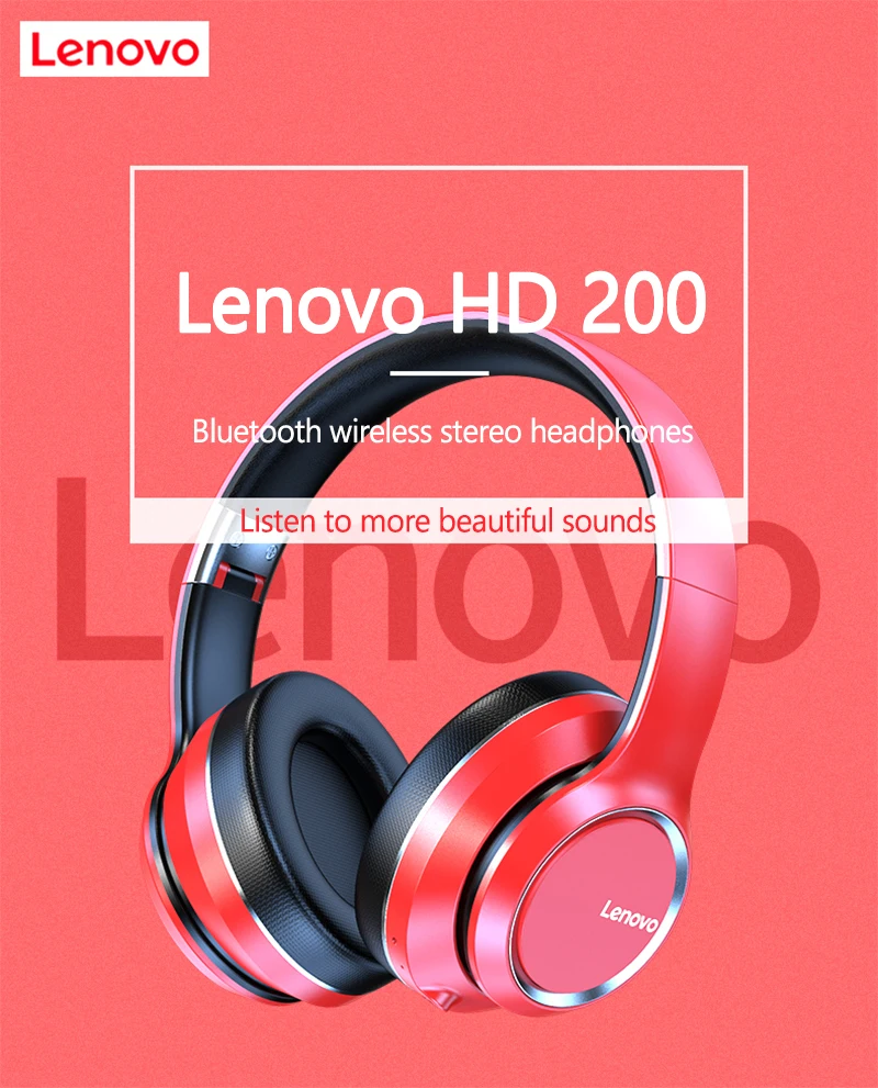 Lenovo HD200 wireless headset computer mobile phone headphones heavy bass sport running earphones 10m wireless earbuds