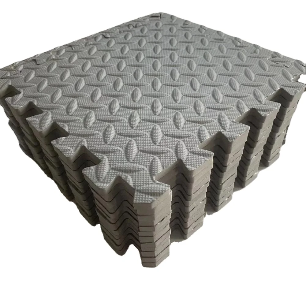 

12 Pieces 10mm Black Puzzle Interlocking Exercise Tatami EVA Foam Mat For Gym Taekwondo 1cm