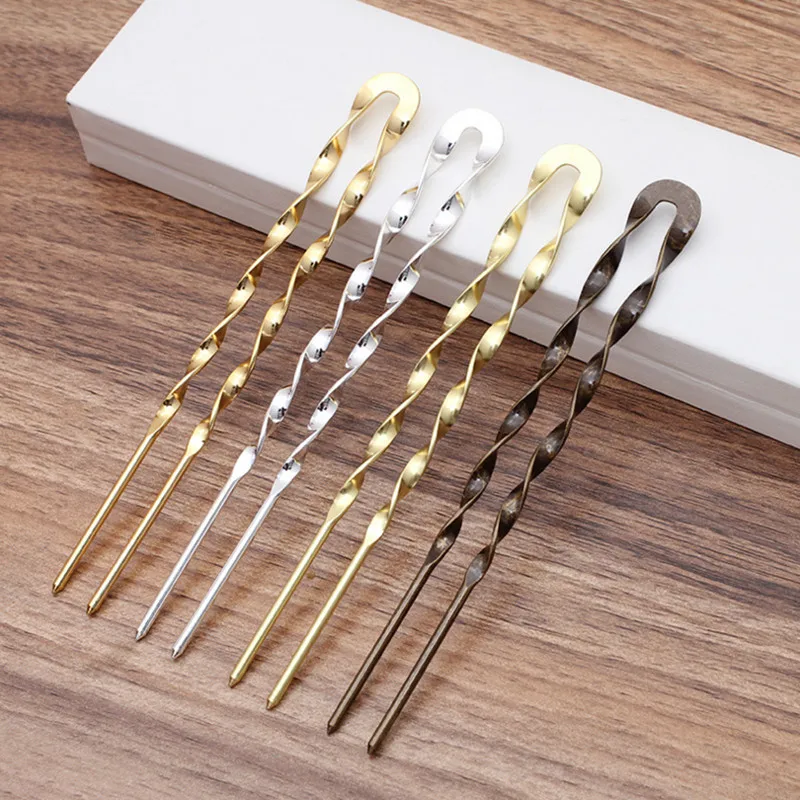 

1pcs 140x2.5mm Brass Jewelry Hairpins Barrettes Retro U Shape Hairpin Hair Wear jewelry Findings