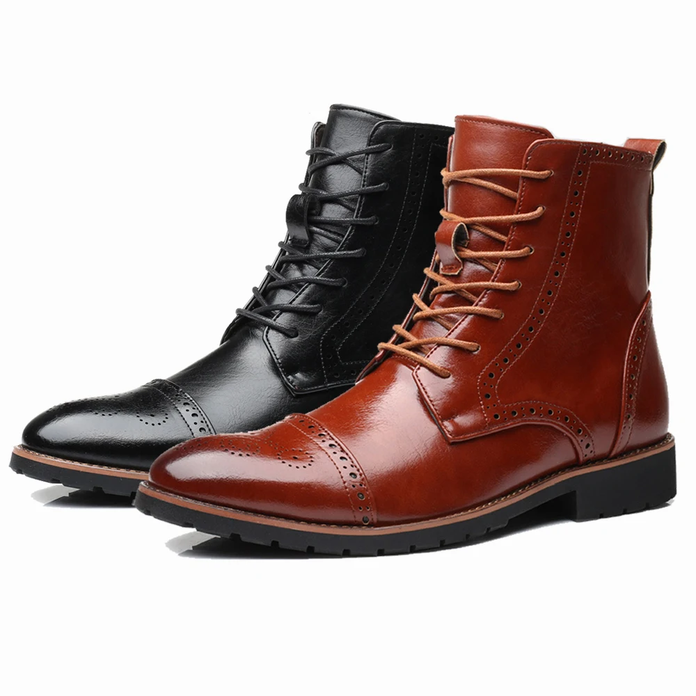 

High Ankle Fashion Durable Breathable High Cut Leather Boots for Men, Brown,,black