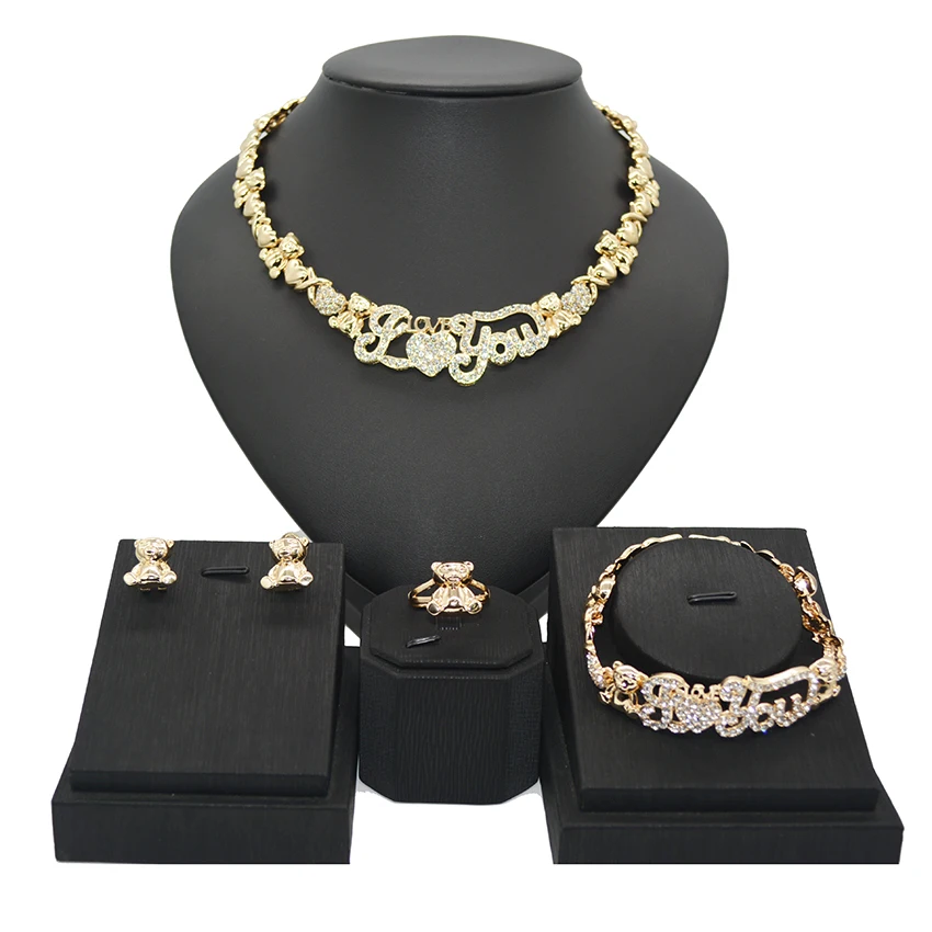 

2021 fashion 18K color xoxoxo I love you women's jewelry set