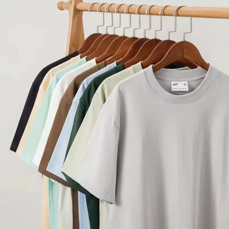 Custom Logo Summer Men's Oversized 100% Combed Cotton T-Shirt 240g Solid Color Blank T-Shirt Drop Shoulder T-Shirt