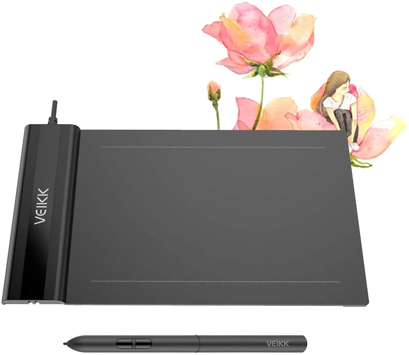 

VEIKK S640 6 x 4 Inch 8192 Levels Battery-free Pen Type-C Graphic Drawing Tablet For Windows,MAC And Android
