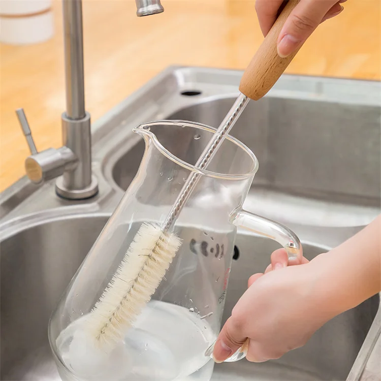 

Hot spot wholesale Wooden handle curved head cup brush bottle brush cleaning brush