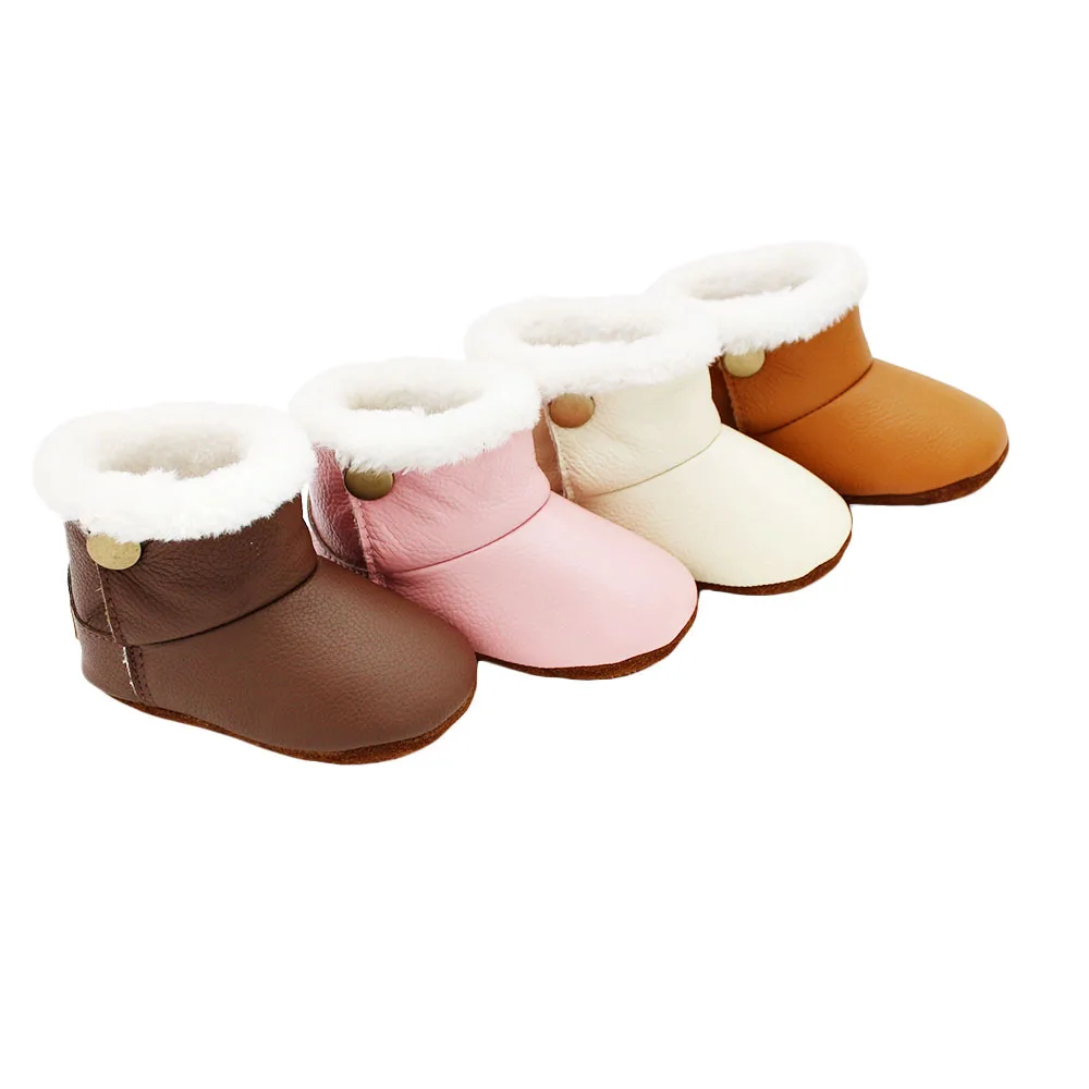 

New velveteen leather warm shoes baby shoes soft soles toddler shoes buckle boots, As picture