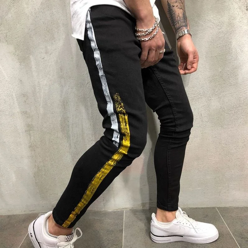 

New arrival screen printing men jeans trousers from xiamen