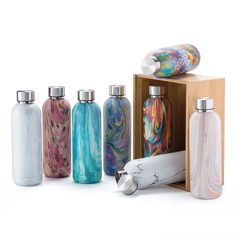 

Double Vacuum Insulation 500ml Tumbler Vacuum Flask Thermo Stainless Steel Smart Water Bottle with Metal Lid or Bamboo Lid