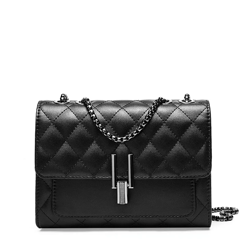 

High quality wholesale women bags 2021 shoulder ladies genuine leather handbags metal chain crossbody Classic Flap thread bag, White / red / black