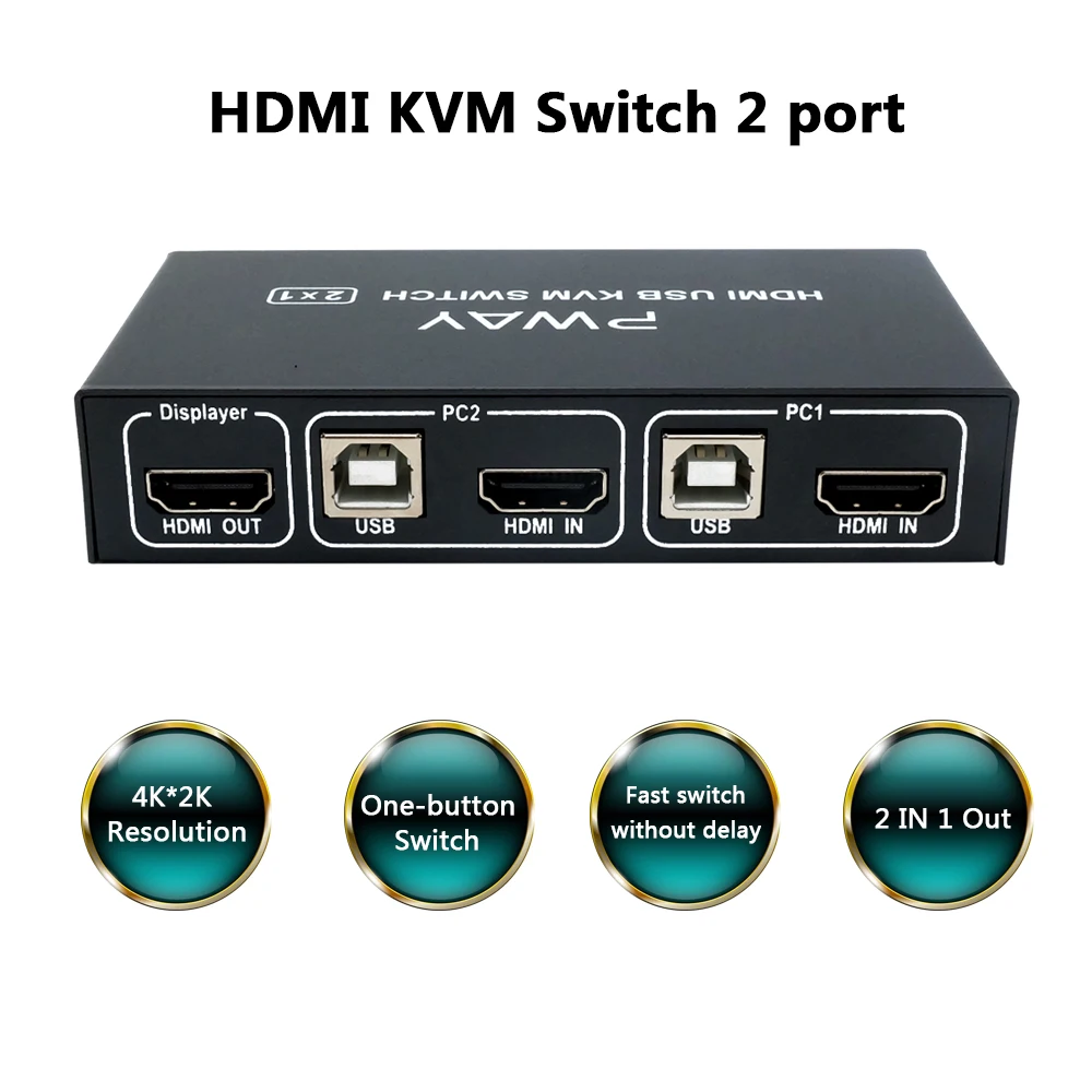 Pway Hdmi Kvm Switch 2 Porte Supporto 4k 30hz Y U V 444 Con 2 Pc