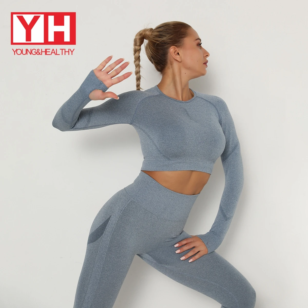 

Good Quality Activewear Fitness Cotton 2021 Long Sleeve Crop Yoga Top