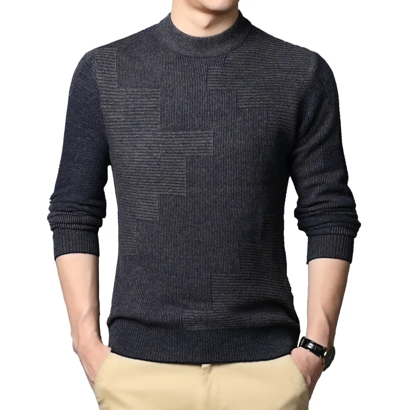 

Factory Wholesale Men's Casual Solid Color Cashmere Wool Blend Crew Neck Knitted Pullover Sweaters