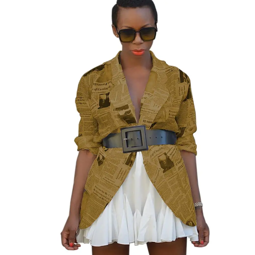 

2020 New Arrival Women floral print Loose Long sleeve Fashion elegant newspaper long sleeve top