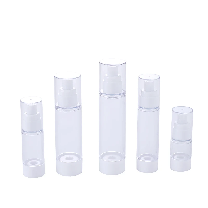 

Wholesale 15ml 30ml 50ml 80ml 100ml Cosmetic Clear Airless Lotion Serum bottle with Pump Sprayer