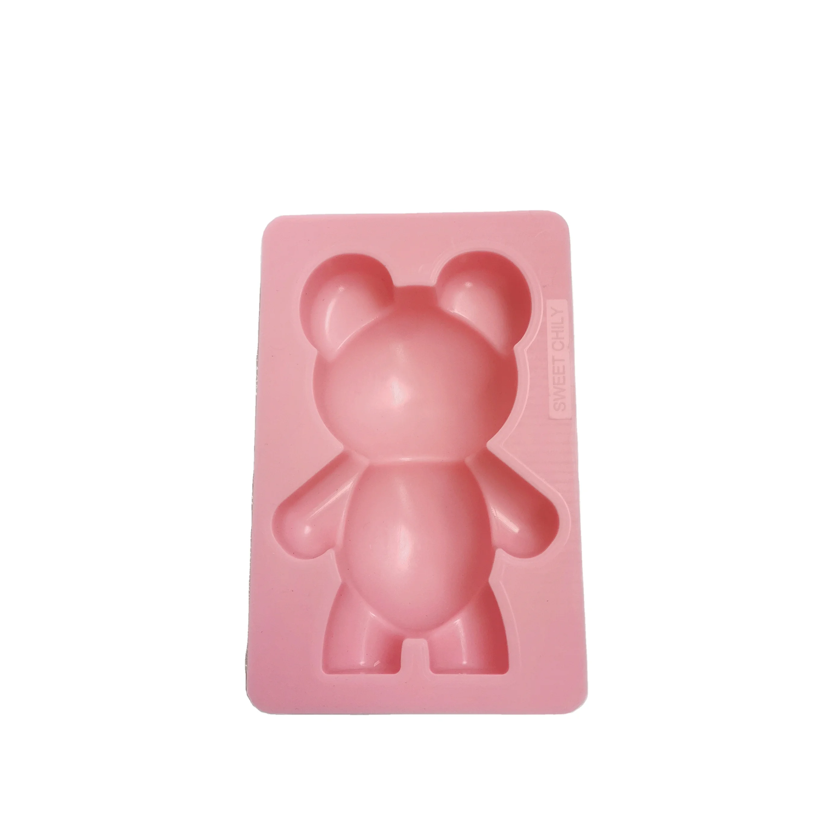

gummy bear ice silicon mold silicone candle cake molds 3d large teddy bear silicone chocolate mold, Pink