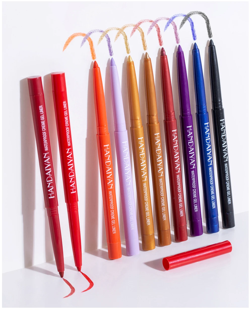 

6pcs 2021 HANDAIYAN eye liner glitter matte waterproof eyeliner adhesive pencil colorful set private label pen