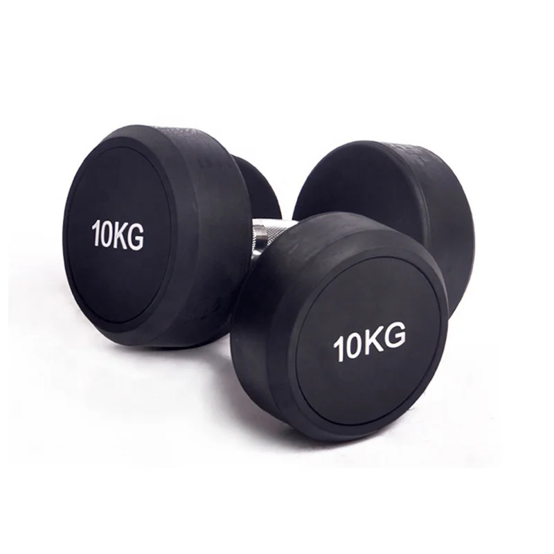 

Wholesale Hot Selling High Quality Black Sports Training Equipment Home Cast Iron Custom Logo 10kg Set Round Dumbbells