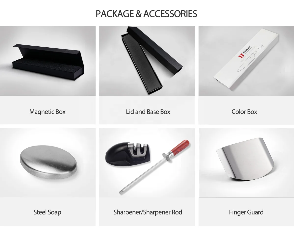 
8 inch german stainless steel professional japanese gift box handmade kitchen chef knife 