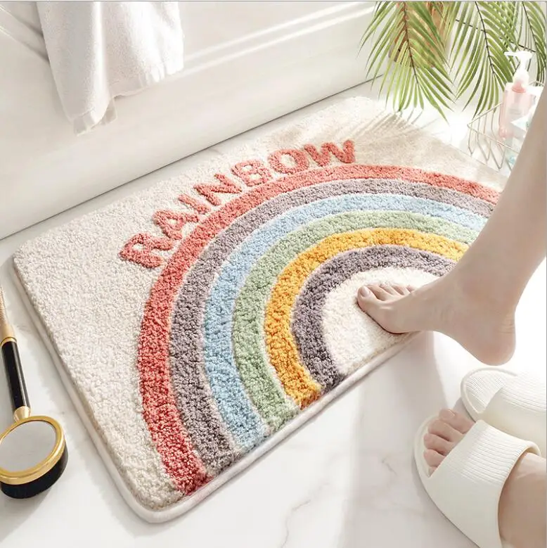 

2020 Soft Non-Slip Bathroom Carpet colorful Doorway Absorbent Bath Mat Home Decor Floor Rug Shower Room Mats
