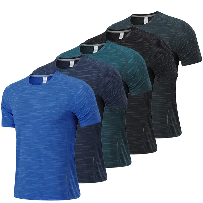 

Wholesale custom logo polyester spandex muscle dry fit running fitness workout sport gym mesh t-shirt men