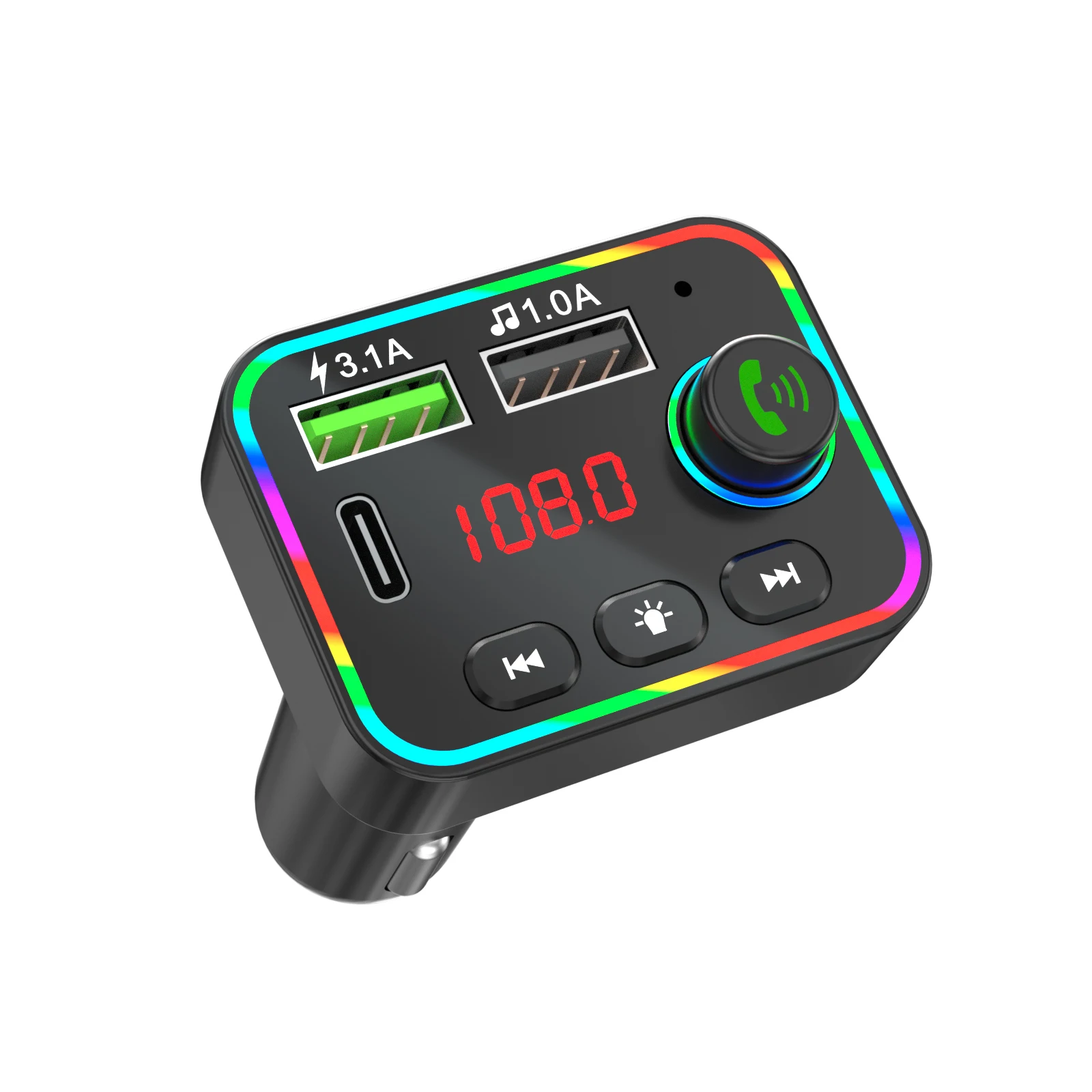 

F4 New FM Transmitter Blue tooth PD Dual USB 3.1A Car Charger Handsfree TF Card U-Disk AUX Music Playing Kit Cargador tipo c