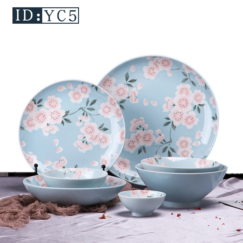 

Cherry blossoms porcelain ceramic luxury flower emboss Porcelain Luxurious style royal 16pcs dinner set for home and hotel plate, White