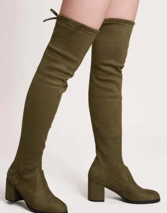 

Women Sexy Boots Fall Shoes Cute Over the Knee Black Closed toe Chunky High Heels Thigh High Boots for Ladies, Brown green black