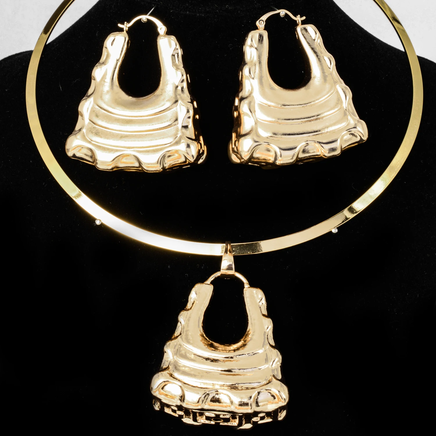 

Nigerian high quality copper Women wedding party big fashion jewelry sets, 14k gold plated color