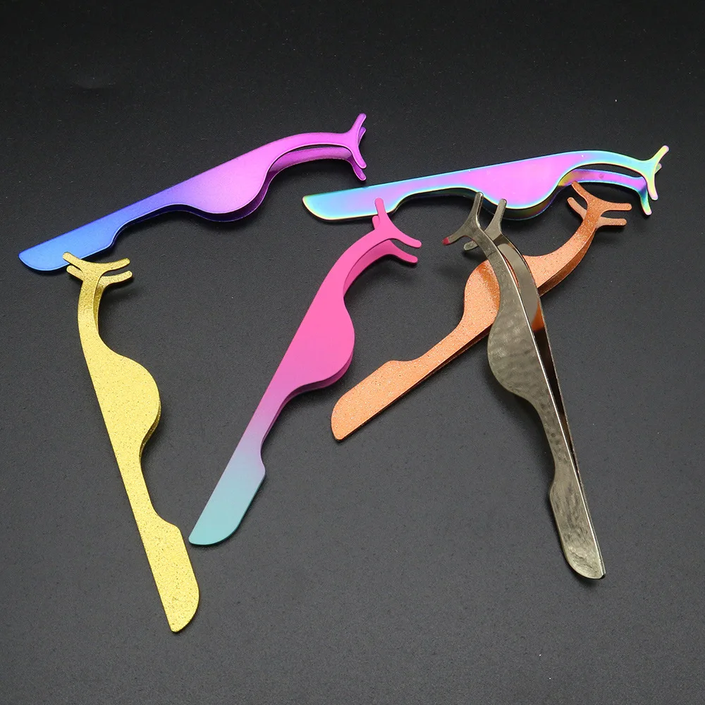 

Wholesale Eyelash Tweezers Applicator Custom Logo Tweezers For Eyelash False Gold Volume Eyelash Tweezers, 7 color