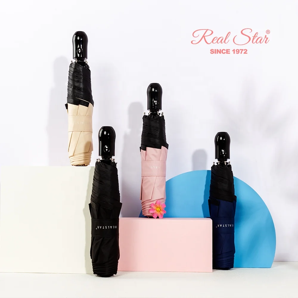 

RST Real Star high quality three folding pencil umbrella fully-automatic light weight UV protected sun lady umbrella, 6 colors mixed