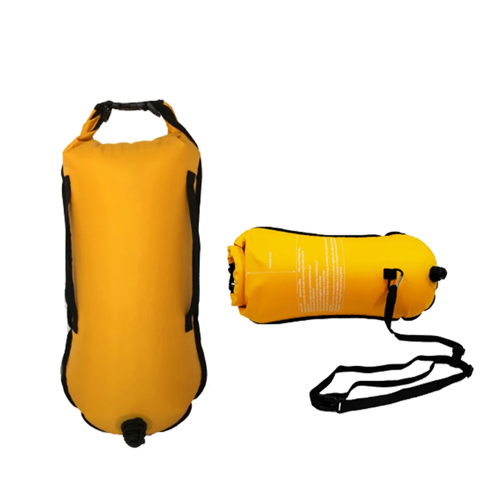 

28L Open Water Triathlon Swim Safety Back Float Buoy Bag, Yellow orange pink