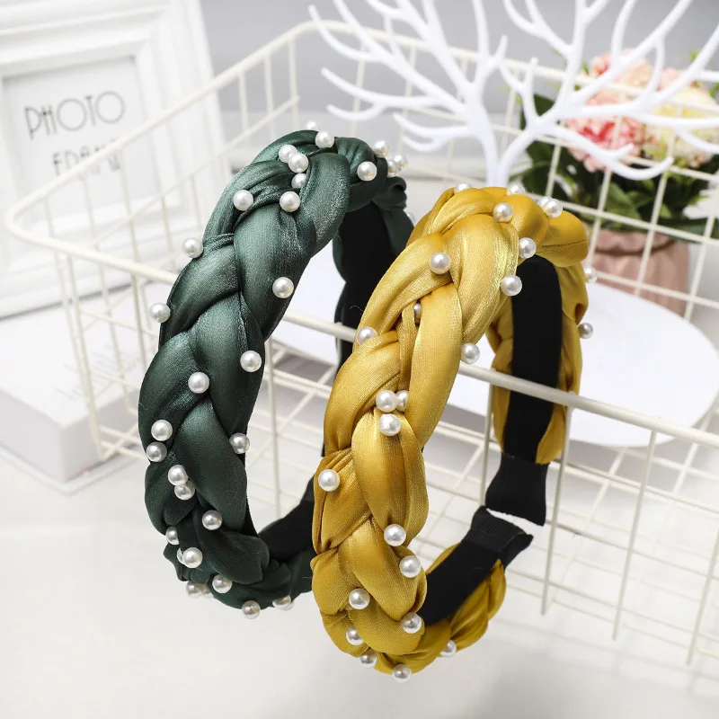 
Korean new high-grade boutique hand-nailing pearl plait headband lady wholesale 