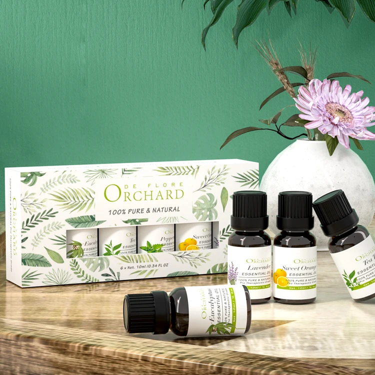 

US Free Shipping Private Label Wholesale TOP 6 Gift Set 100% Natural Organic Pure Aromatherapy Essential Oil Set