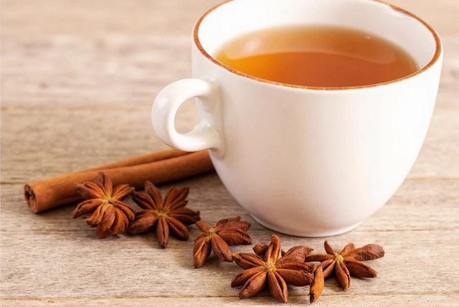 Steeping cinnamon and clove tea in glass teapot with visible spice particles
