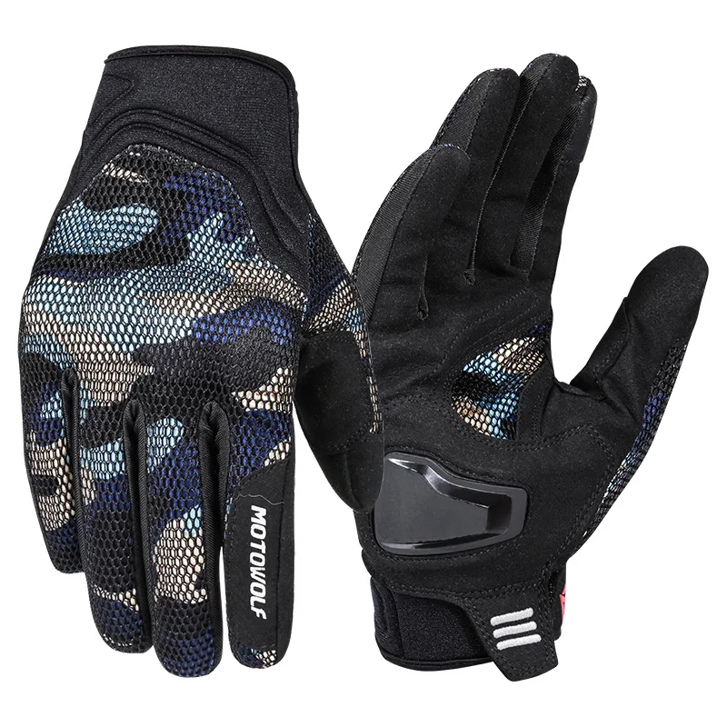 

MOTOWOLF Camouflage 3D Breathable Motorcycle Racing Gloves With Touchscreen Driving, Black/blue/camouflage brown/camouflage blue