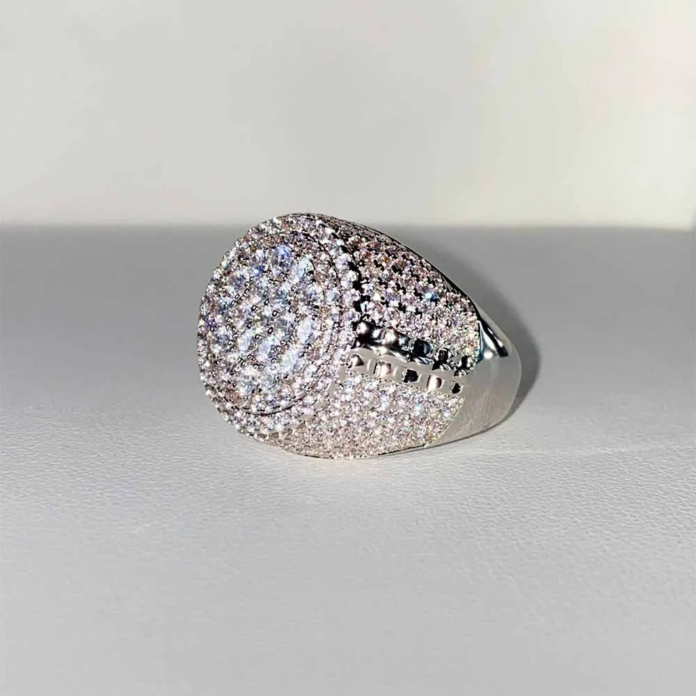 

50% Discount Jewelry Mirco Hip Hop Rhodium Plated Men Ring With Cz Stone