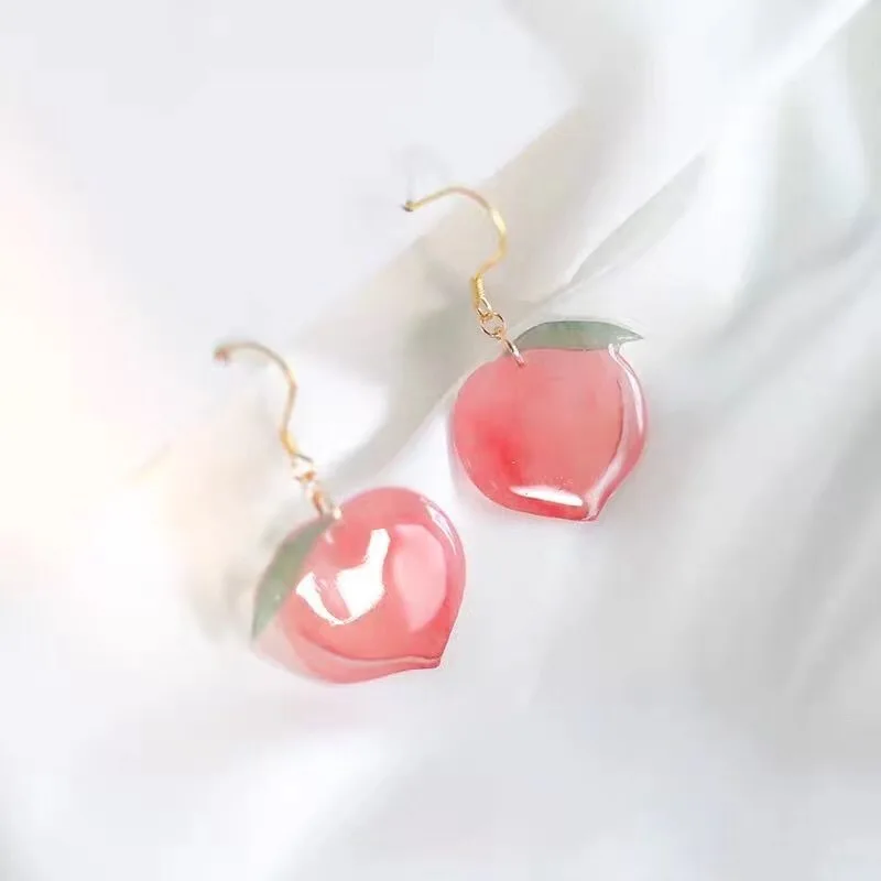 

Babyep 2020 New Arrival Korean Acrylic Trendy Pink Peach Drop Earrings For Women Cute Sweet Jewelry Fashion Oorbellen Best Gifts