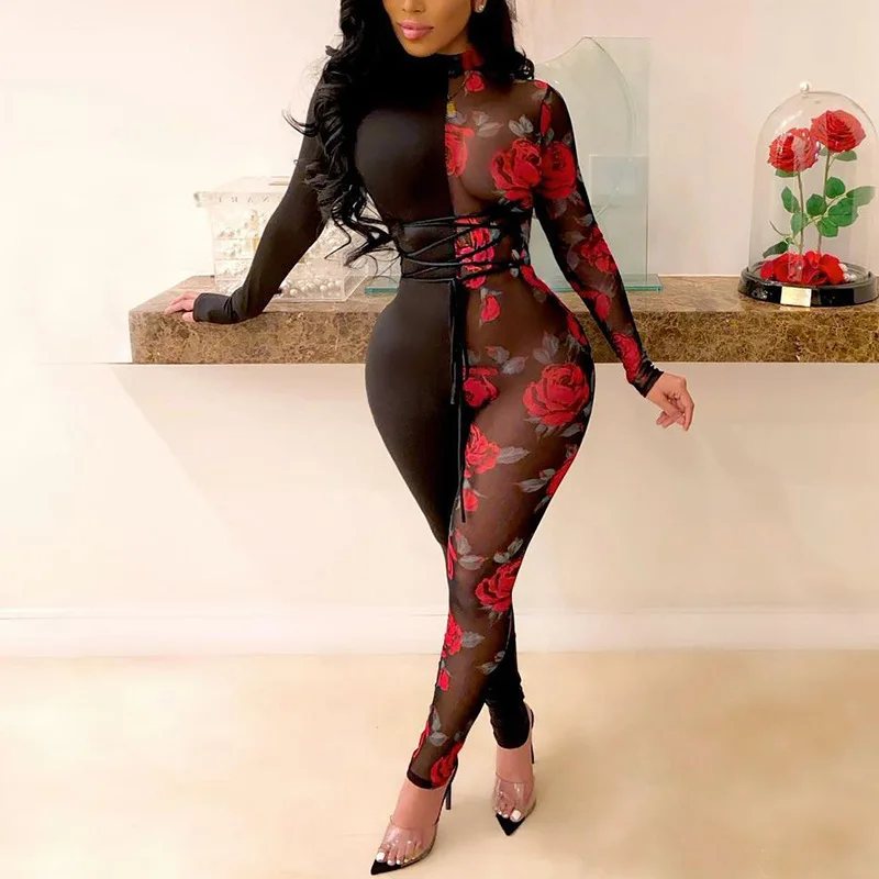 

2021 new arrivals summer design women contrast panel stand collar full length casual jumpsuit