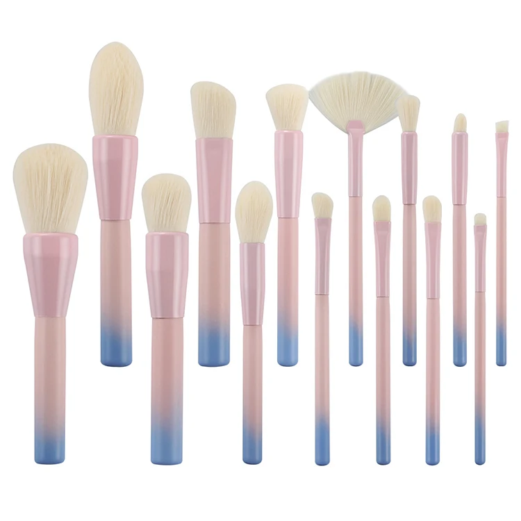 

One dollar READY TO SHIP print natural goat hair makeup brush set cosmetics brushes