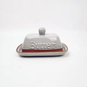 Image of KitchenCraft Living Nostalgia Vintage-Style Ceramic Terracotta Antique Butter Dish with Lid
