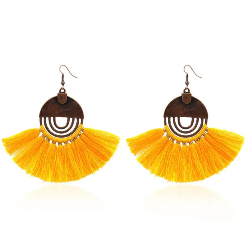 

Bohemian Scallop Earrings Tassel Pendant Earring Handmade Fashion Big Hoop Earring