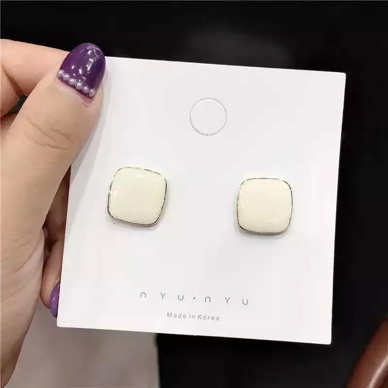 

2021 Hot Fashion Jewelry Cute Colorful Geometric Enamel Square Glaze Stud Earrings For Women